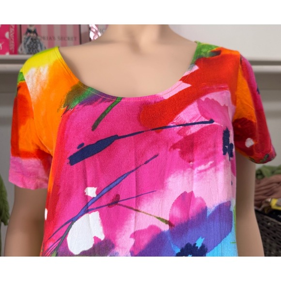 JAMS WORLD Bliss Hattie Dress Sz S Multicolored Floral Tropical Hawaiian Artsy - Picture 5 of 10